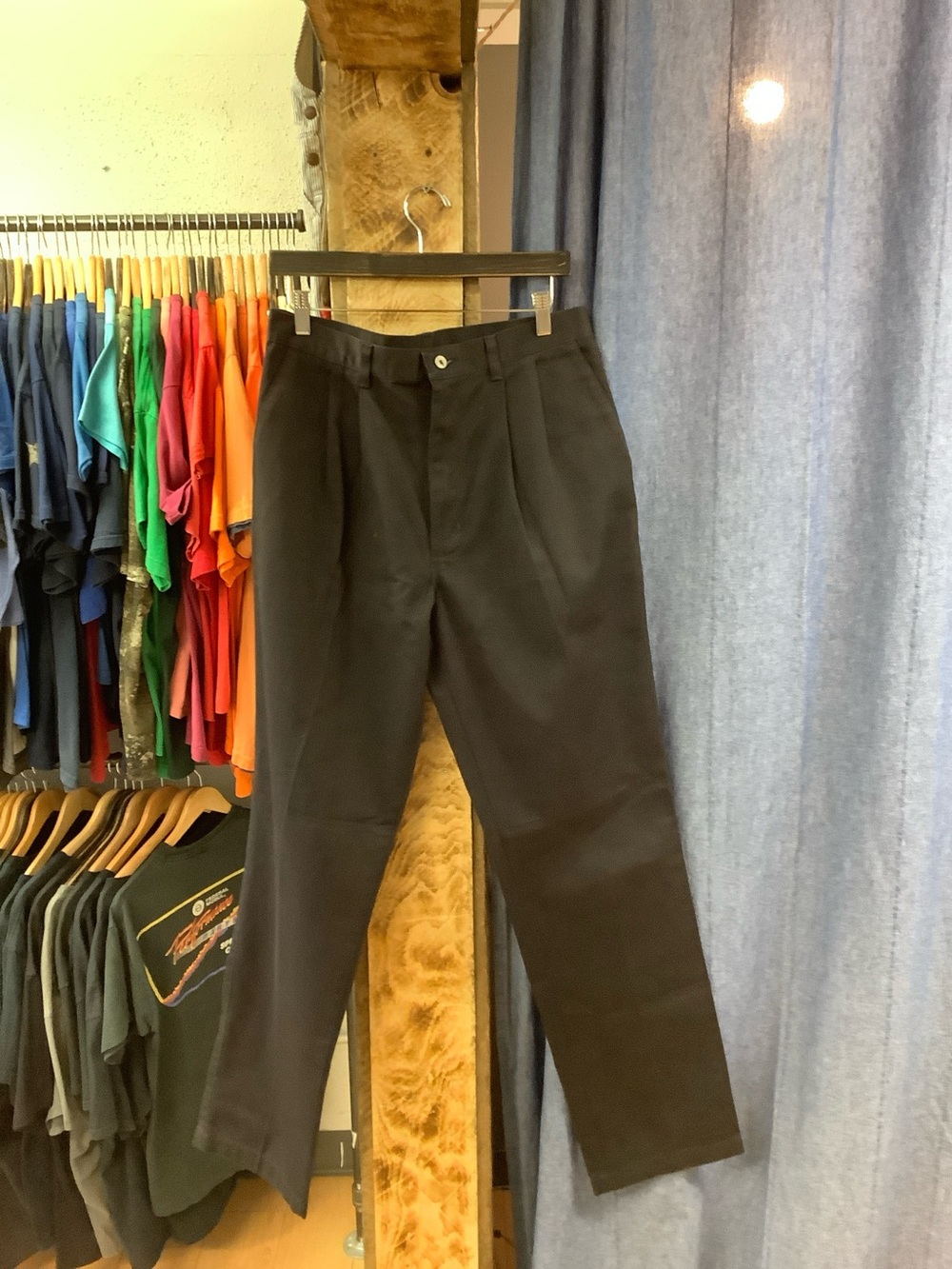 Vintage Black Pleated Straight Leg Trousers